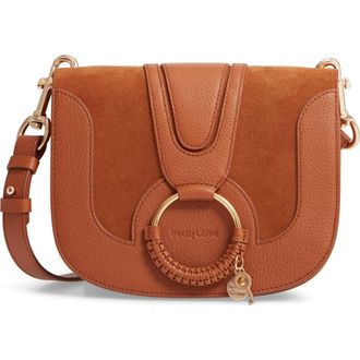 See By Chlo&eacute; Hana Suede & Leather Shoulder Bag in Caramello at Nordstrom