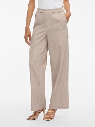 Vila Anzughose VILA VIVARONE HW WIDE PANT - NOOS, Damen, Gr. 34, N-Gr, natural melange, Milano Rib, Obermaterial: 66% Polyester, 28% Viskose, 6% Elasthan, 