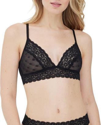 Skarlett Blue Dare Dot Pattern Plunge Bralette in Black at Nordstrom, Size X-Small