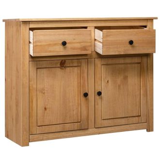 Berkfield Home Sideboard 93x40x80 cm Solid Pinewood Panama Range in Brown | Size: 93 x 40 x 80 cm