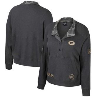 Colosseum Womens Colosseum Heather Charcoal Georgia Bulldogs OHT Military Appreciation Payback Henley Thermal Sweatshirt at Nordstrom, Size Medium