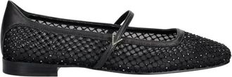 Valentino Kristallen Ballerinas - Dames - Ballerinas - Zwart - 38 EU - Leer - Schoenen