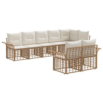 vidaXL Conjunto De Sof&aacute;s De Exterior 8 Pcs Natural Y Crema Vidaxl