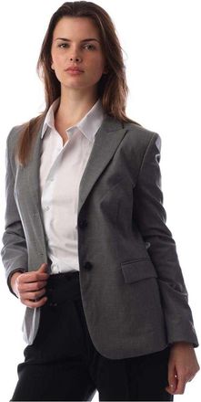 HUGO BOSS Effen blazer met enkele rij knopen voor dames (Zilver)