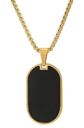 Steeltime HMY JEWELRY Black Dog Tag Pendant Necklace in Black /Yellow at Nordstrom Rack