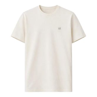 C.P. Company T-Shirts, male, Beige, Size: XL Jersey 30/1 Short Sleeve Logo Label T-Shirt