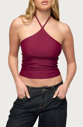 Edikted Alaynah Halter Top in Wine at Nordstrom, Size X-Large