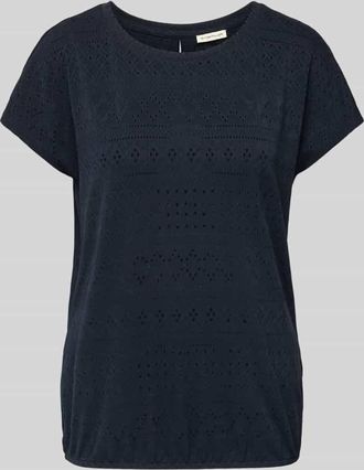 Tom Tailor Loose Fit T-Shirt aus Ajour in Dunkelblau, Gr&ouml;&szlig;e S