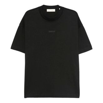Fear of God T-Shirts, male, Black, Size: XL Cotton T-shirt with logo