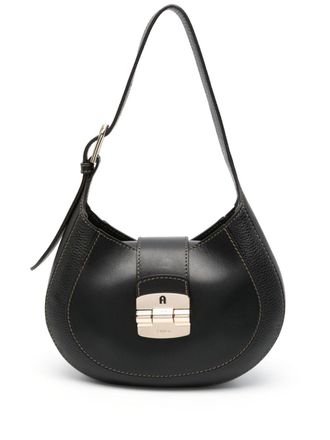 Furla logo-debossed leather shoulder bag - women - Calf Leather - One Size - Black