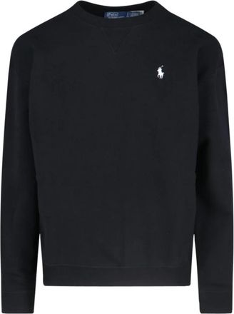 Ralph Lauren Zwarte Logo Crewneck Sweater - Dames - Sweatshirts - Zwart - XS - Katoen - Hoodies & sweatvesten