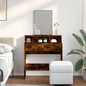 Berkfield Home Beautiful Dressing Table with Mirror Smoked Oak 80x41x144.5 cm in Brown