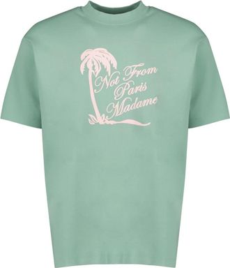 Dr&ocirc;le de Monsieur T-shirt Slogan Palmiers - Heren - T-shirts - Groen - S - Katoen - Tops