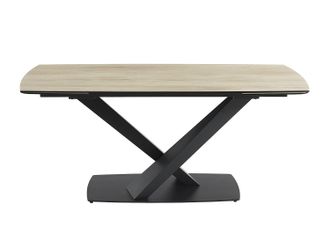 Vente-Unique Tavolo pranzo allungabile 6-10 pax Vetro temp., Ceramica e Metallo Eff. marmo Nero - MALENA di Pascal MORABITO
