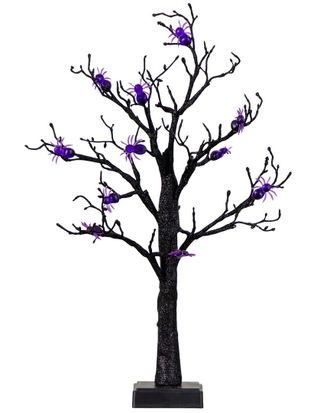 Nearly Natural 2Ft. Pre-Lit Artificial Halloween Spider Twig Tree