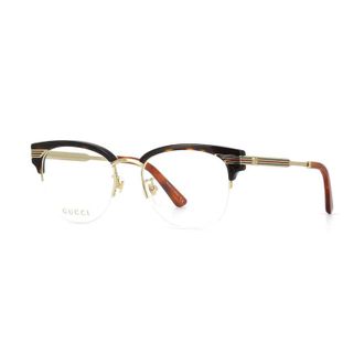 Gucci GG0201O Clubmaster Square Full Rim Eyeglasses - Brown