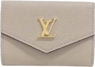 Louis Vuitton Pre-owned Portefeuille Lock Mini Leather Wallet - Dames - Vintage Accessoires - Beige - ONE Size - Leer - Vintage