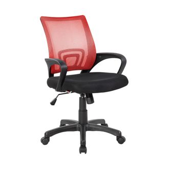 Serena Serena - Silla De Oficina Lismore, Silla Operativa De Malla Con Reposabrazos, Asiento De Oficina Ergon&oacute;mico, Cm 59x54h90/100, Negro Y Rojo