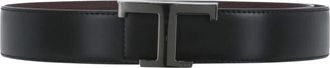 Tod's Belts, male, Black, 90 CM, Black Leather Belt with Metal Buckle