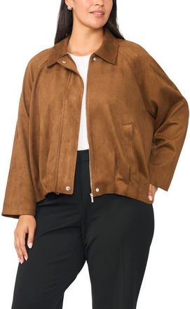 Vince Camuto Faux Suede Raglan Sleeve Jacket in Toasted at Nordstrom, Size 1X