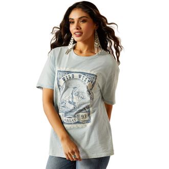Ariat Womens Wild West Stamp T-Shirt in Bleached Blue, Size X-Small, by Ariat