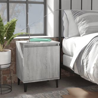 vidaXL Mesitas De Noche Con Patas De Metal Gris Sonoma 40x30x50 Cm Vidaxl