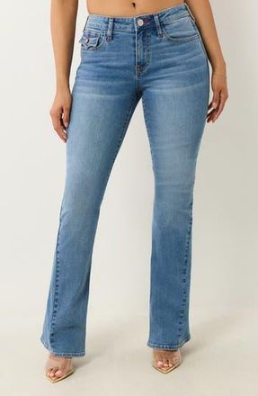 True Religion Joey Flap Pocket Flare Leg Jeans in Medium Fresh Wash at Nordstrom Rack, Size 28