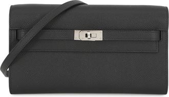 Herm&egrave;s Kelly Black Epsom Leather Chain/Shoulder Wallet (Pre-Owned)
