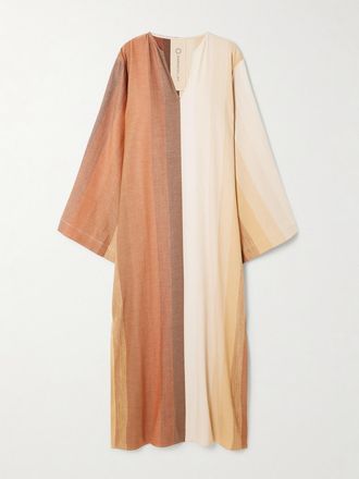 Marrakshi Life Copricostume In Cotone A Righe - Marrone