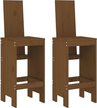 vidaXL Taburetes De Cocina 2 Uds Madera Pino Marr&oacute;n Miel 40x42x120 Cm Vidaxl