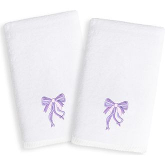Linum Home Textiles 2-Pack Embroidered Hand Towel in White/Purple at Nordstrom Rack