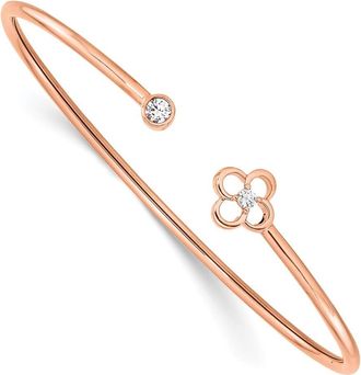 Diamond2Deal 14K Rose Gold 1/6 Ct Lab Grown Diamond Floral Flexible Bangle