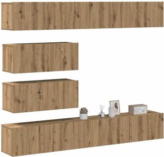 vidaXL Mueble Para Tv De Pared Madera Contrachapada Artesanal 6 Piezas Vidaxl