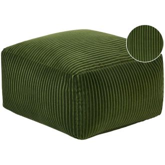 Beliani Moderno Pouf Intrecciato da Salotto 50 x 30 cm Motivo Verde Scuro Mukki