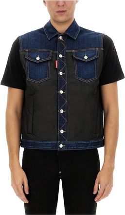 Dsquared2 Vests - Heren - Bodywarmers - Blauw - L - Katoen - Jassen