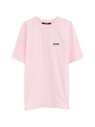 Jacquemus Soft Pink Crew Neck T-Shirt with Logo Patch
