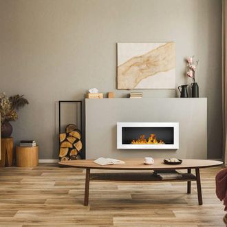 Dmora Chimenea De Bioetanol Pedaso, Capacidad 0.75 Lt, Calienta 25 M2, Potencia (kw) 2.5, 90x12x40h Cm Blanco