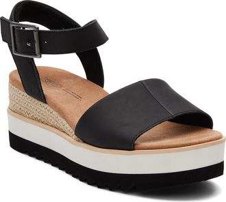 Toms Diana Platform Wedge Sandal in Black Canvas at Nordstrom, Size 6.5