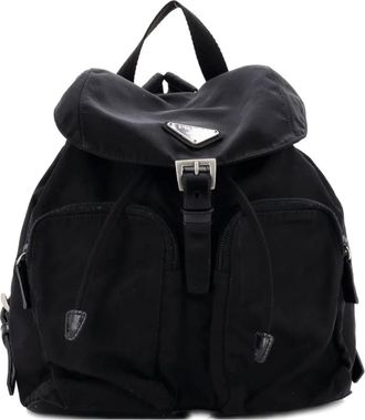 Prada Double Front Pocket Tessuto Small backpack - Nero