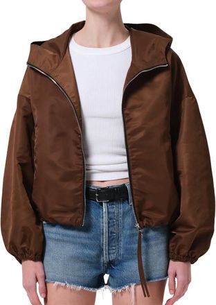Citizens Of Humanity Cropped Nylon Windbreaker Jacket In Brown