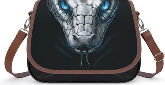 Generic Angry Snake with Blue Eyes Crossbody Bags for Women Fashion Leather Shoulder Handbags With Adjustable Strap