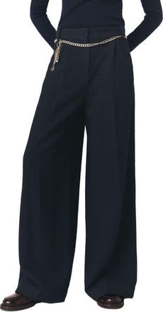 Maje Tweed trousers in Navy at Nordstrom, Size 42 Eu