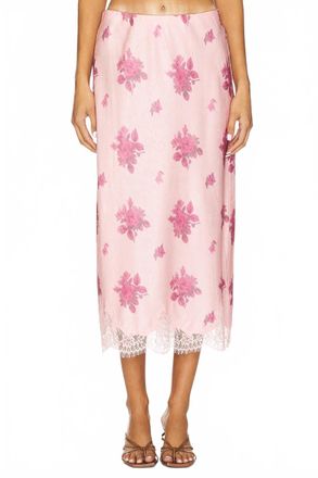 LoveShackFancy Malina Midi Skirt In Berrywood