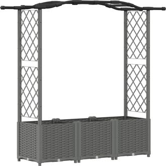 vidaXL Cama Elevada Con Trellis Y Techo Gris Claro 164 X 40 X 138 Cm Vidaxl