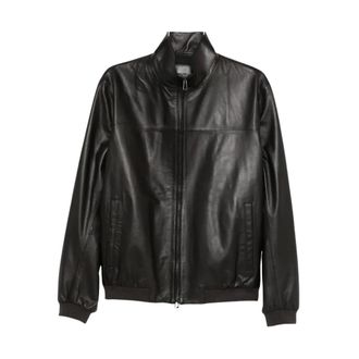 Emporio Armani Bomber Jackets, male, Brown, Size: L Glove-like Nappa Lambskin Blouson