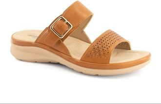 Andrea Womens Comfort Padded Footbed Sandal In Cognac