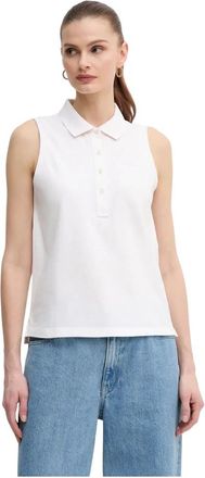 GANT Mouwloze Poloshirt - Dames - Tops zonder mouwen - Wit - M - Katoen - Tops