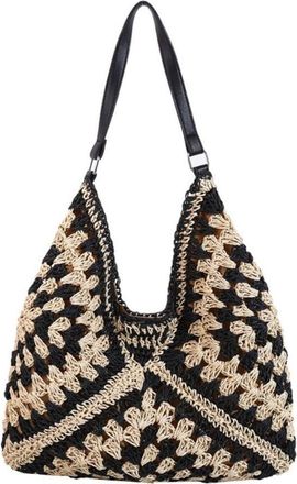 Generic Large Capacity Leisure Weaving Clutches Handbag, Portable Womens Vacation Beach Bag Shoulder Purses(Style 3)
