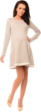 Purpless Maternity Pregnancy Women Mini Dress Tunic A Line Long Sleeves 6218 (10, Light Gray Melange)