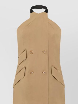 Max Mara silk wool sleeveless double-breasted trench coat
